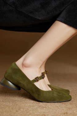 French Vintage Low-Heeled Mary Jane Shoes for Women - Versatile Square-Toe Flats in Italian Style