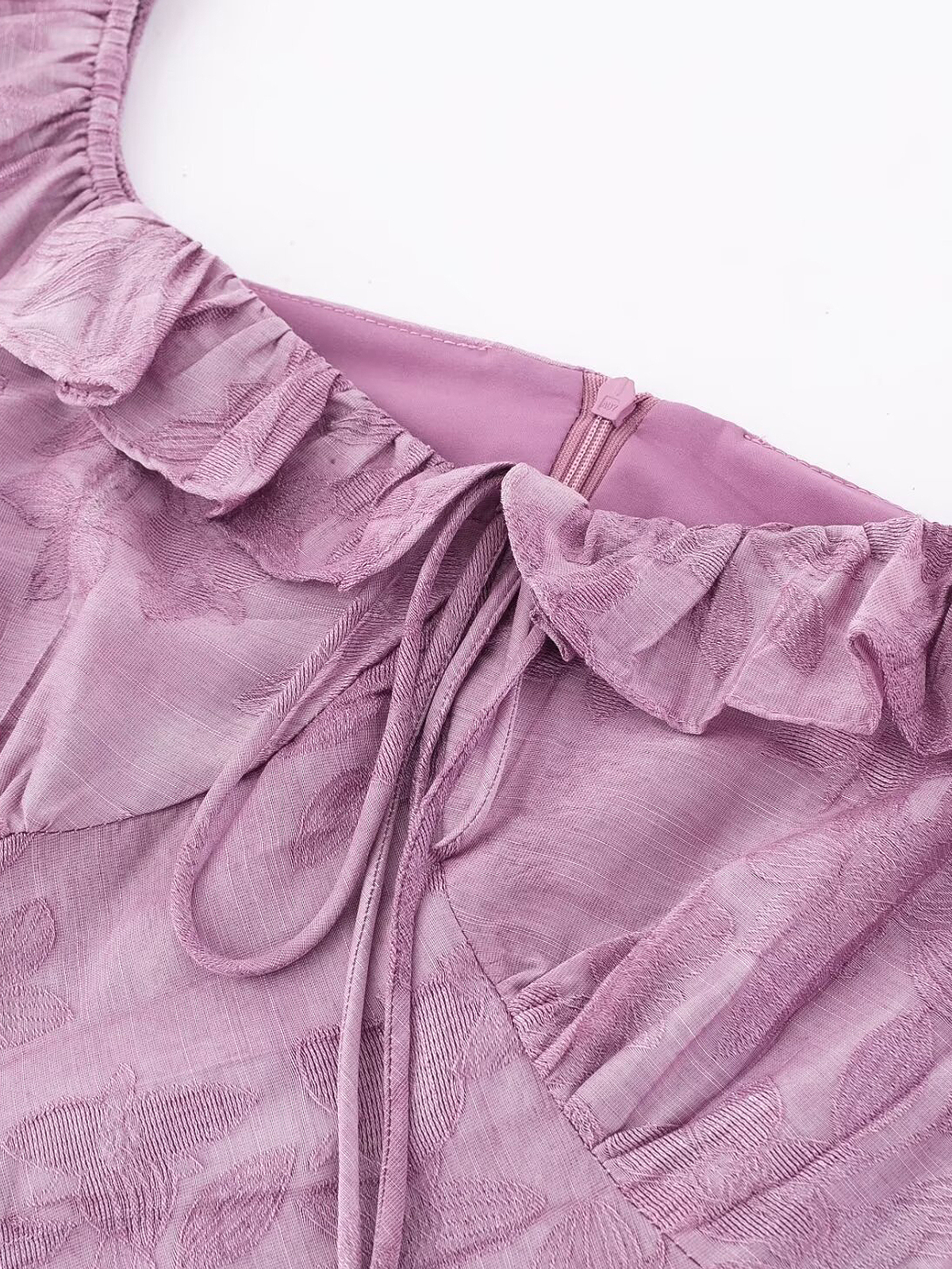 French Vintage Purple Jacquard Dress for Women - 2025 Summer Flying Sleeve Long Dress in 90s Inspired Style French Vintage Purple Jacquard Dress for Women - 2025 Summer Flying Sleeve Long Dress in 90s Inspired Style