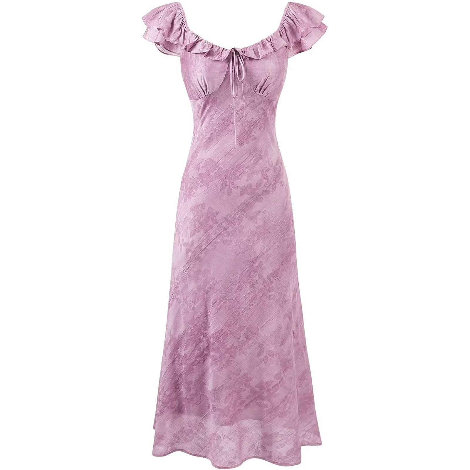 French Vintage Purple Jacquard Dress for Women - 2025 Summer Flying Sleeve Long Dress in 90s Inspired Style French Vintage Purple Jacquard Dress for Women - 2025 Summer Flying Sleeve Long Dress in 90s Inspired Style
