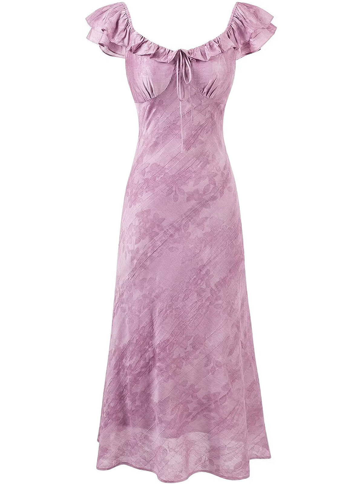 French Vintage Purple Jacquard Dress for Women - 2025 Summer Flying Sleeve Long Dress in 90s Inspired Style French Vintage Purple Jacquard Dress for Women - 2025 Summer Flying Sleeve Long Dress in 90s Inspired Style