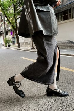 French Vintage Sheepskin Square-Toe Ballet Shoes for Women, Chunky Heels Cross-Strap Mary Janes, Genuine Leather Flats