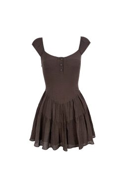 French Vintage Slim Fit Open Button Dress - Timeless Style with Elegant Detailing, Perfect for Chic Outfits and Special Occasions
