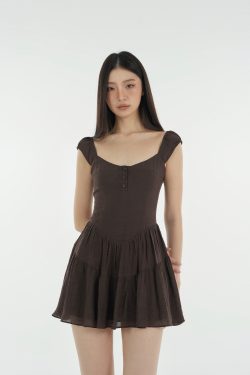 French Vintage Slim Fit Open Button Dress - Timeless Style with Elegant Detailing, Perfect for Chic Outfits and Special Occasions