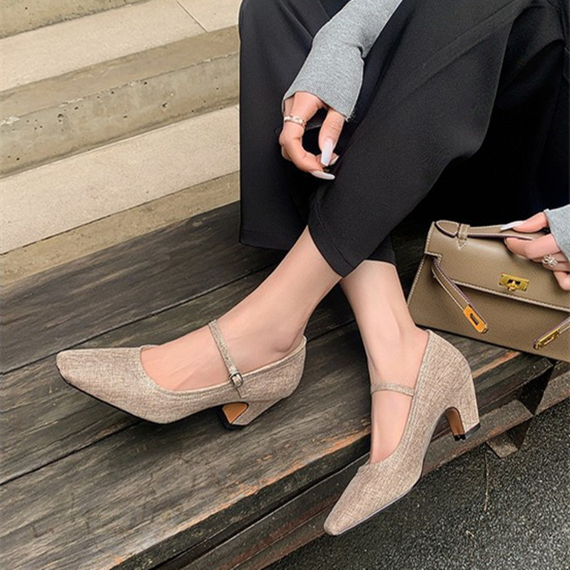 French Vintage Square Toe High Heels - Versatile Mary Jane Shoes for Women, Chic Italian Style Footwear French Vintage Square Toe High Heels - Versatile Mary Jane Shoes for Women, Chic Italian Style Footwear