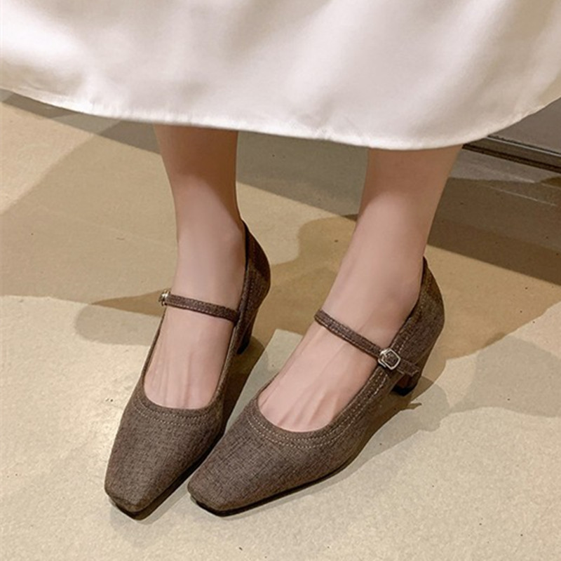 French Vintage Square Toe High Heels - Versatile Mary Jane Shoes for Women, Chic Italian Style Footwear French Vintage Square Toe High Heels - Versatile Mary Jane Shoes for Women, Chic Italian Style Footwear