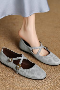 French Vintage Style Genuine Leather Cross Strap Flat Mary Jane Shoes for Women - Round Toe, Shallow Mouth, Perfect for Spring