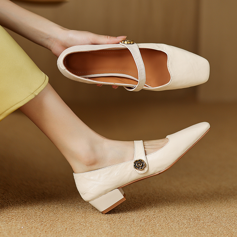 French Vintage Style Square-Toe Mary Jane Shoes with Chunky Low Heels - Italian Designer Inspired, Retro Fashion Footwear French Vintage Style Square-Toe Mary Jane Shoes with Chunky Low Heels - Italian Designer Inspired, Retro Fashion Footwear