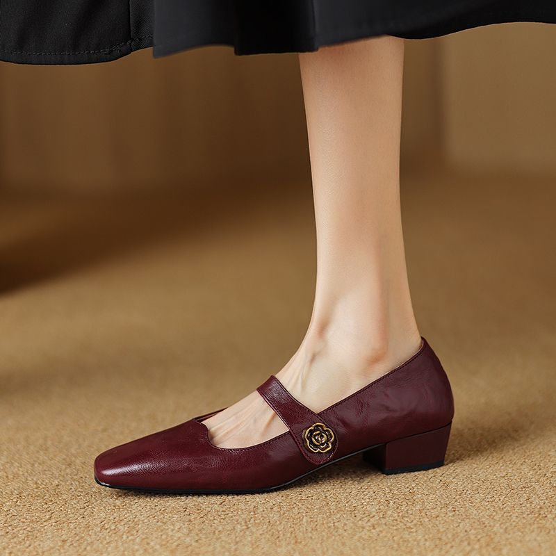 French Vintage Style Square-Toe Mary Jane Shoes with Chunky Low Heels - Italian Designer Inspired, Retro Fashion Footwear French Vintage Style Square-Toe Mary Jane Shoes with Chunky Low Heels - Italian Designer Inspired, Retro Fashion Footwear