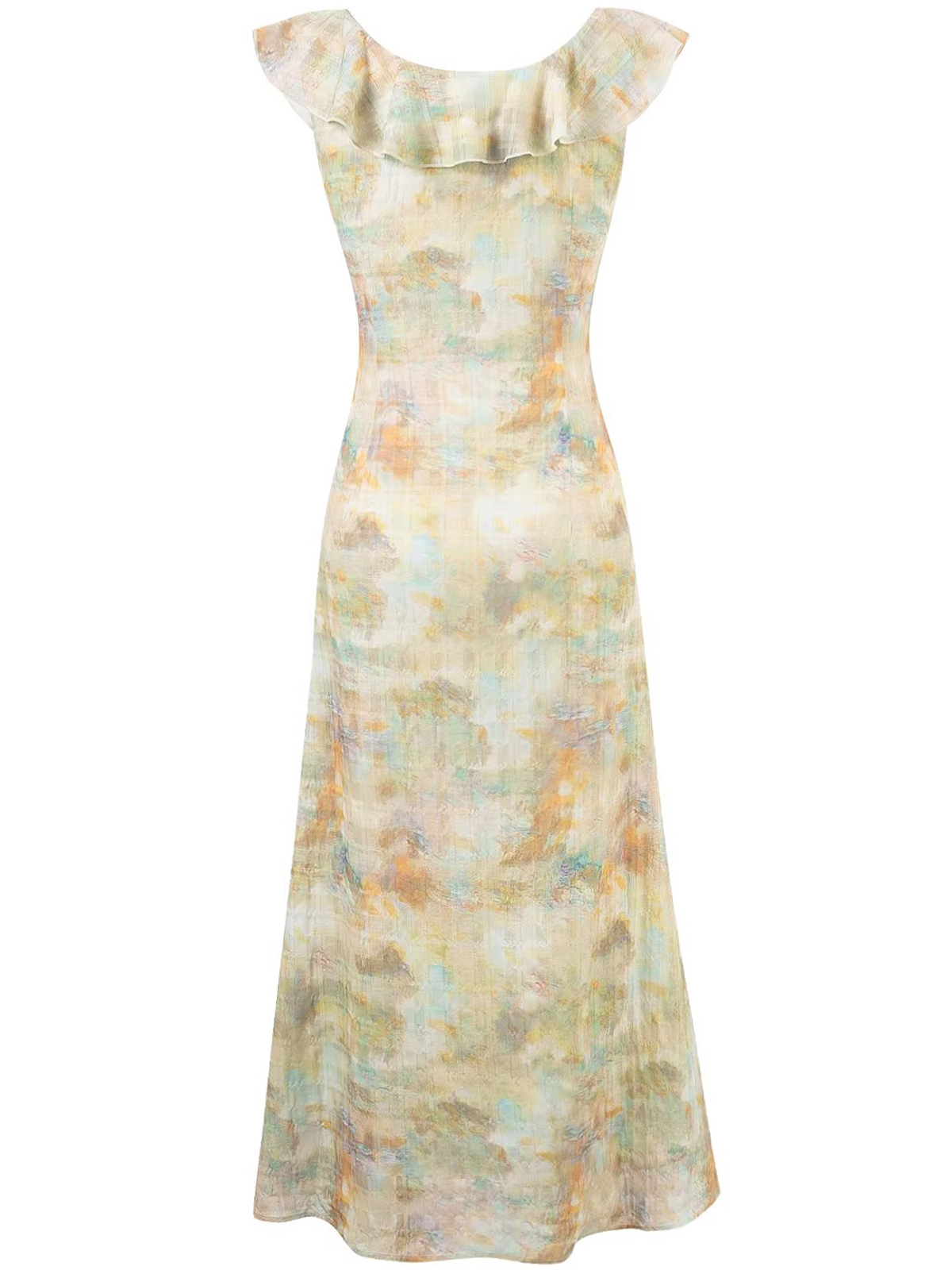 French Vintage V-Neck Ruffled Gradient Printed Dress for Women - Summer 2025 Long Skirt, Boho Chic Style French Vintage V-Neck Ruffled Gradient Printed Dress for Women - Summer 2025 Long Skirt, Boho Chic Style