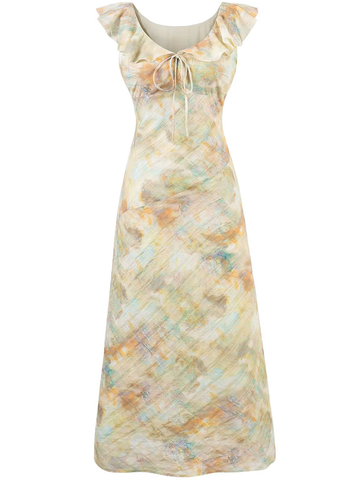 French Vintage V-Neck Ruffled Gradient Printed Dress for Women - Summer 2025 Long Skirt, Boho Chic Style French Vintage V-Neck Ruffled Gradient Printed Dress for Women - Summer 2025 Long Skirt, Boho Chic Style