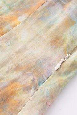 French Vintage V-Neck Ruffled Gradient Printed Dress for Women - Summer 2025 Long Skirt, Boho Chic Style