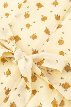 French Vintage Yellow Floral Long Dress for Women - 2025 Summer Tea Break Vacation Style