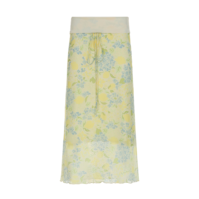 Fresh Dopamine Floral Bodycon Skirt - Women's Low Waist Lace-Up Mesh Straight Skirt - Trendy Y2K Style Fresh Dopamine Floral Bodycon Skirt - Women's Low Waist Lace-Up Mesh Straight Skirt - Trendy Y2K Style