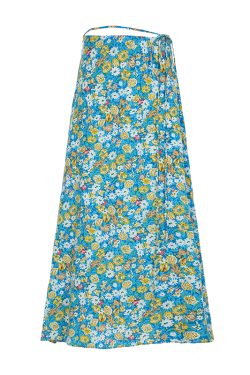 Fresh Floral Tie Low Waist Mid-Length Straight Skirt for Women - Beachy 90s Style Half Skirt
