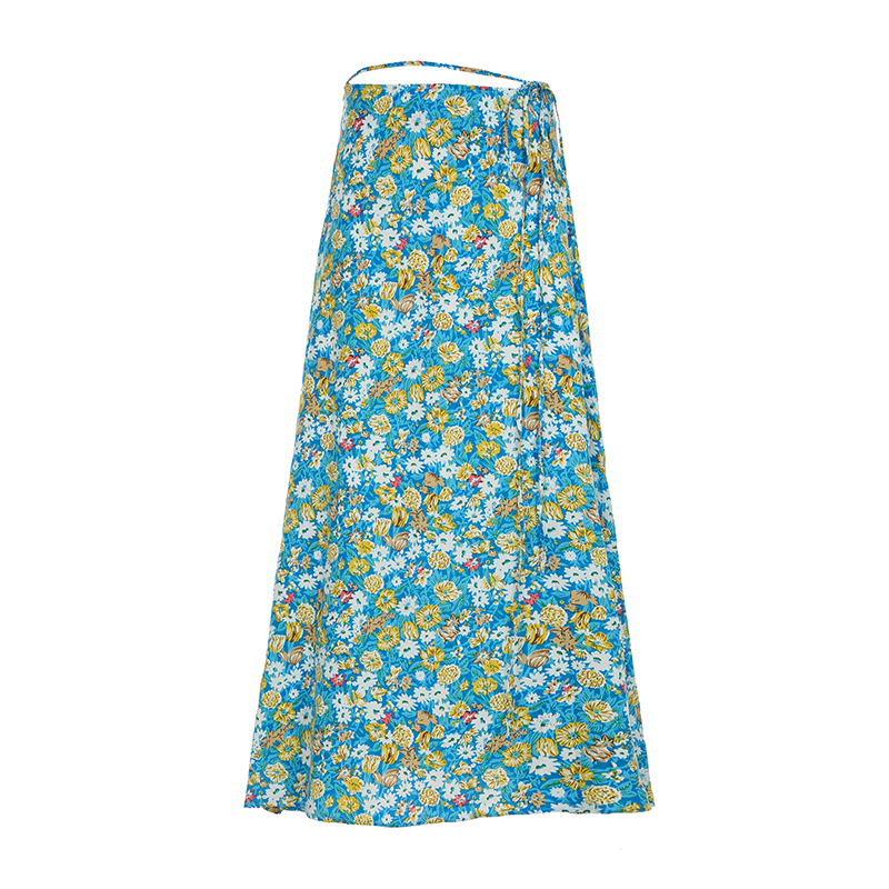 Fresh Floral Tie Low Waist Mid-Length Straight Skirt for Women - Beachy 90s Style Half Skirt Fresh Floral Tie Low Waist Mid-Length Straight Skirt for Women - Beachy 90s Style Half Skirt