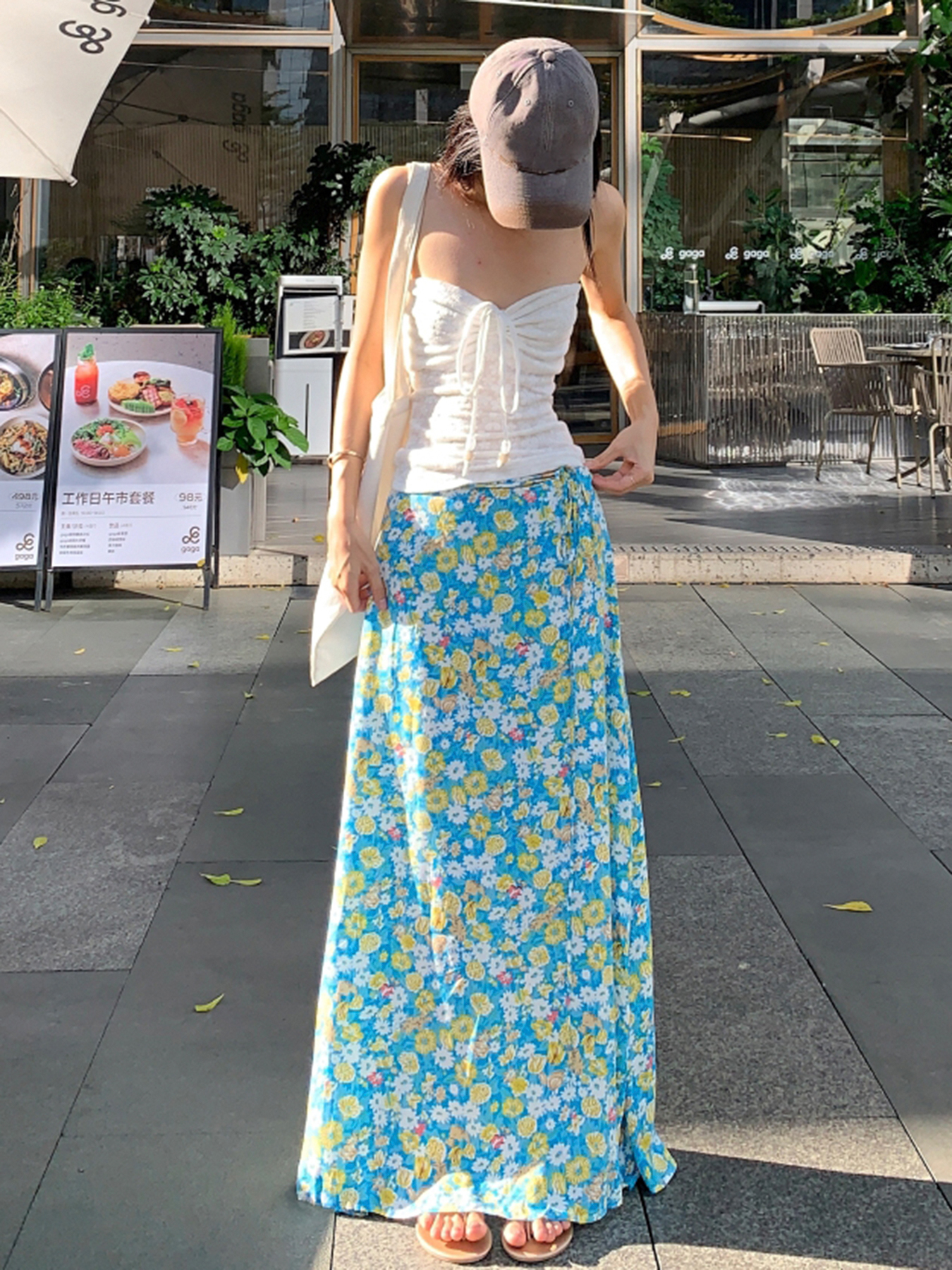 Fresh Floral Tie Low Waist Mid-Length Straight Skirt for Women - Beachy 90s Style Half Skirt Fresh Floral Tie Low Waist Mid-Length Straight Skirt for Women - Beachy 90s Style Half Skirt