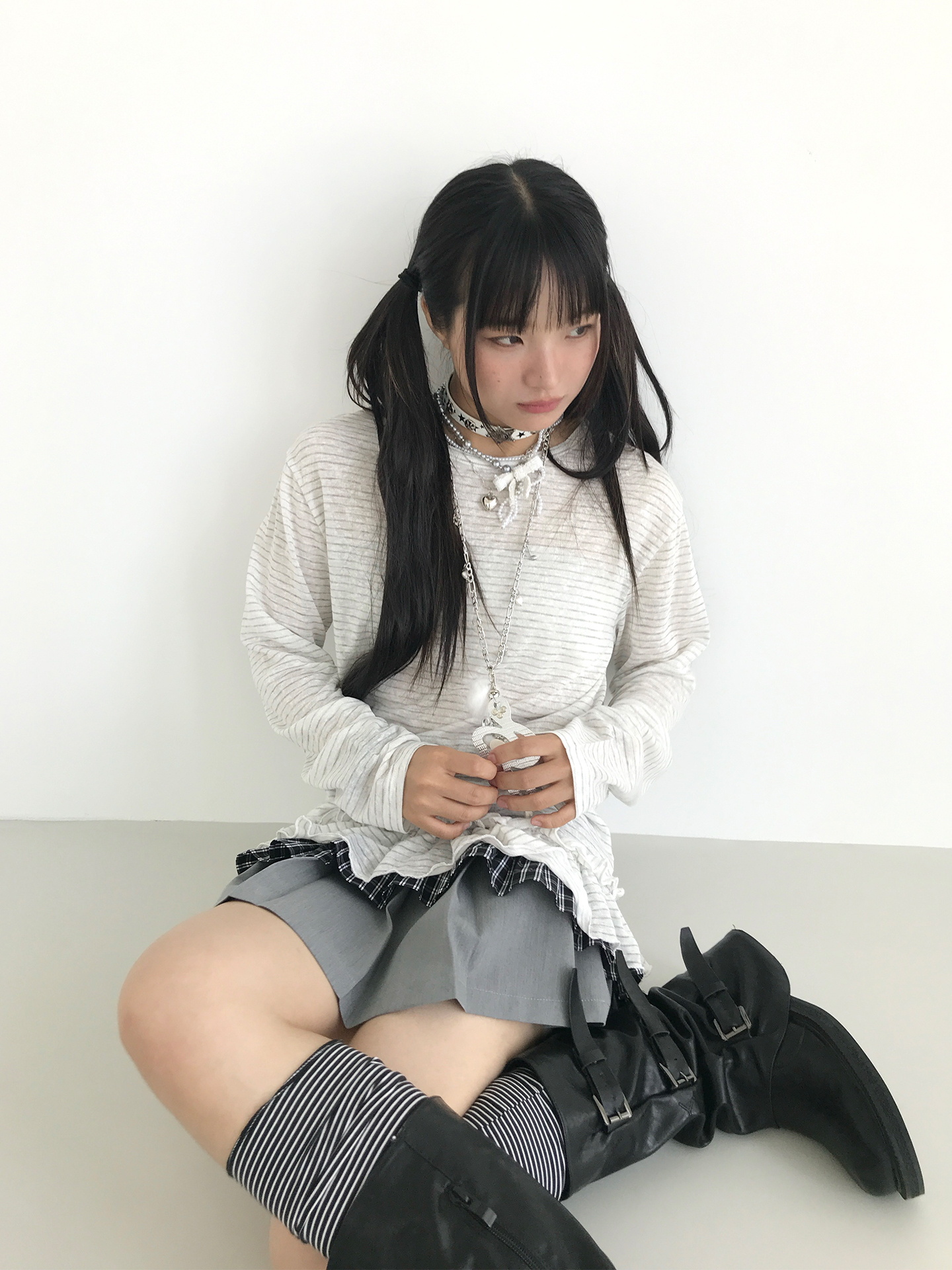 Freshwater Micro Long Lace Embroidered Sheer Striped Casual Layered Round Neck Loose Long Sleeve Top Freshwater Micro Long Lace Embroidered Sheer Striped Casual Layered Round Neck Loose Long Sleeve Top