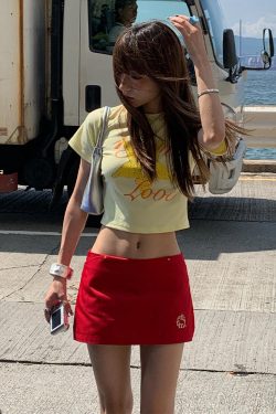 Fruit Print Fitted Waist Short Sleeve T-Shirt for Women - Trendy Slim Crop Top for Summer Style