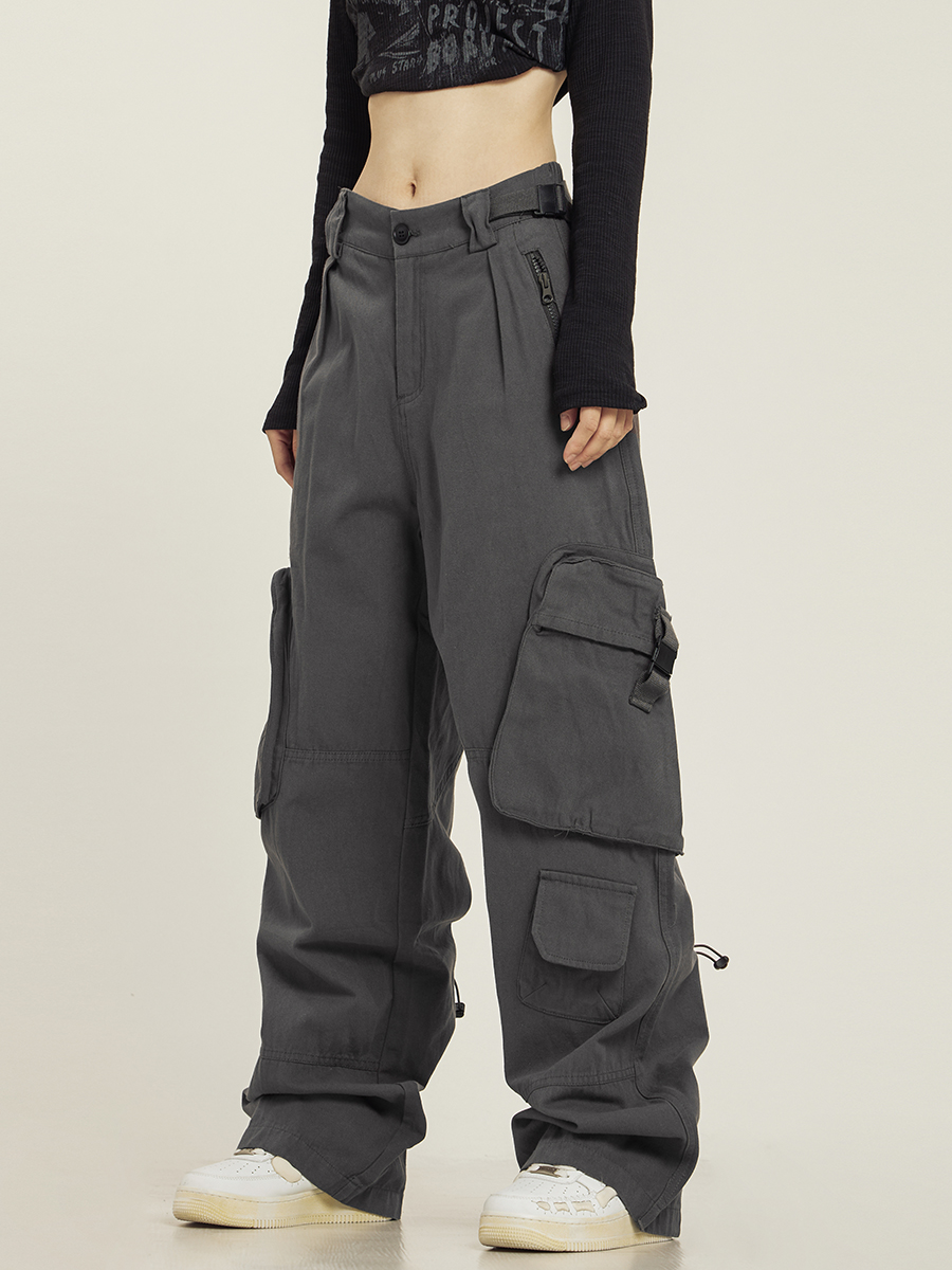 Functional Floor-Length Wide-Leg Work Pants for Men and Women - Casual Loose Fit with Draping Design Functional Floor-Length Wide-Leg Work Pants for Men and Women - Casual Loose Fit with Draping Design