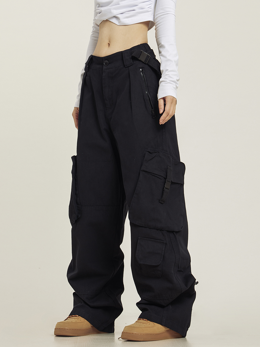 Functional Floor-Length Wide-Leg Work Pants for Men and Women - Casual Loose Fit with Draping Design Functional Floor-Length Wide-Leg Work Pants for Men and Women - Casual Loose Fit with Draping Design