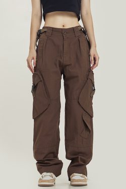 Functional Floor-Length Wide-Leg Work Pants for Men and Women - Casual Loose Fit with Draping Design