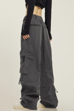 Functional Floor-Length Wide-Leg Work Pants for Men and Women - Casual Loose Fit with Draping Design