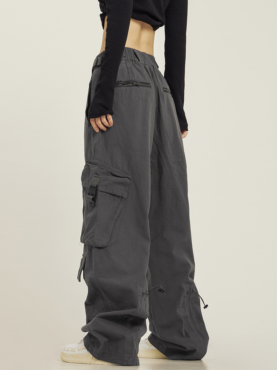 Functional Floor-Length Wide-Leg Work Pants for Men and Women - Casual Loose Fit with Draping Design Functional Floor-Length Wide-Leg Work Pants for Men and Women - Casual Loose Fit with Draping Design