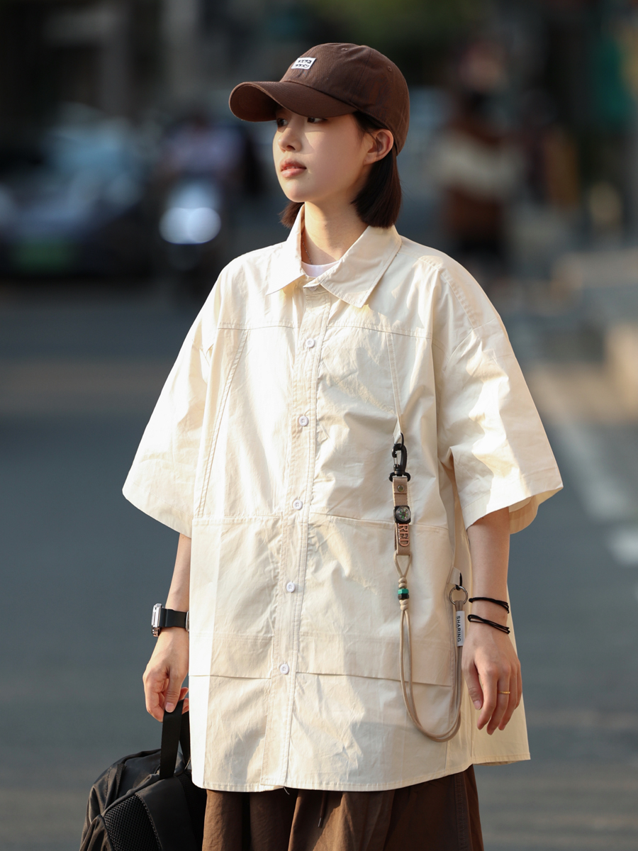 Functional Outdoor Work Shirt for Men & Women - Loose Fit, Multi-Pocket, Hanging Buckle Design, Versatile for Hiking & Casual Wear Functional Outdoor Work Shirt for Men & Women - Loose Fit, Multi-Pocket, Hanging Buckle Design, Versatile for Hiking & Casual Wear