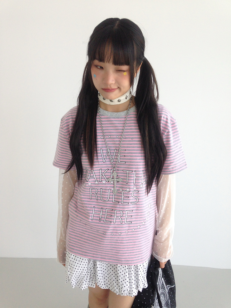 Galaxy Walk Printed Striped Color Block Casual Short Sleeve T-Shirt for Trendy, Relaxed Style Galaxy Walk Printed Striped Color Block Casual Short Sleeve T-Shirt for Trendy, Relaxed Style