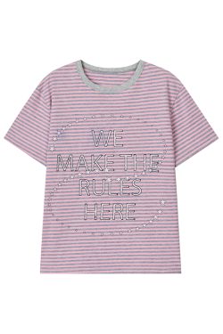 Galaxy Walk Printed Striped Color Block Casual Short Sleeve T-Shirt for Trendy, Relaxed Style