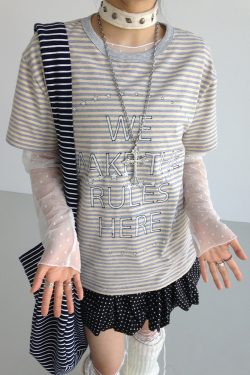 Galaxy Walk Printed Striped Color Block Casual Short Sleeve T-Shirt for Trendy, Relaxed Style