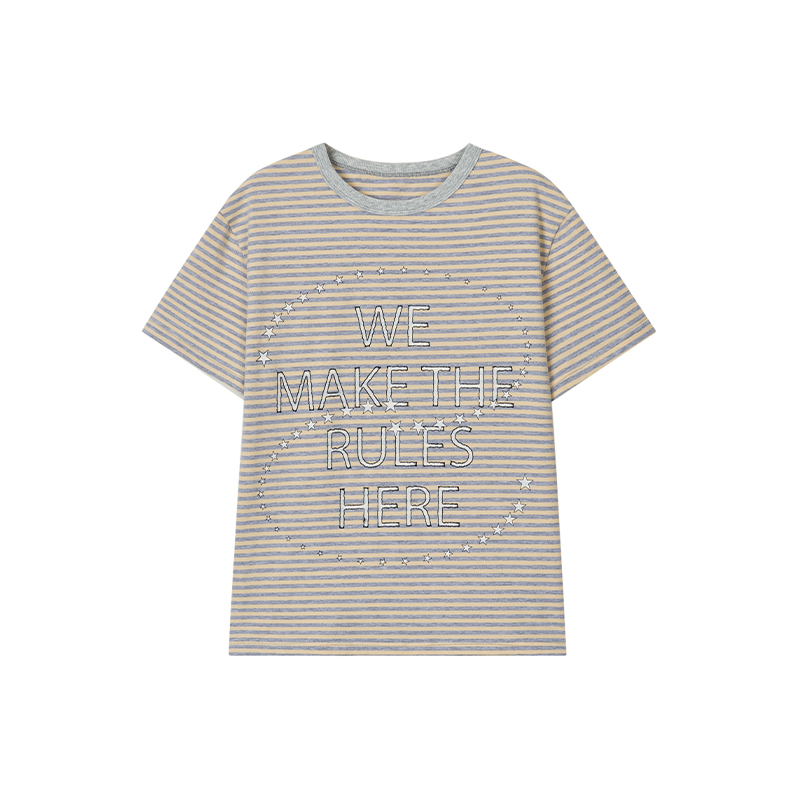 Galaxy Walk Printed Striped Color Block Casual Short Sleeve T-Shirt for Trendy, Relaxed Style Galaxy Walk Printed Striped Color Block Casual Short Sleeve T-Shirt for Trendy, Relaxed Style