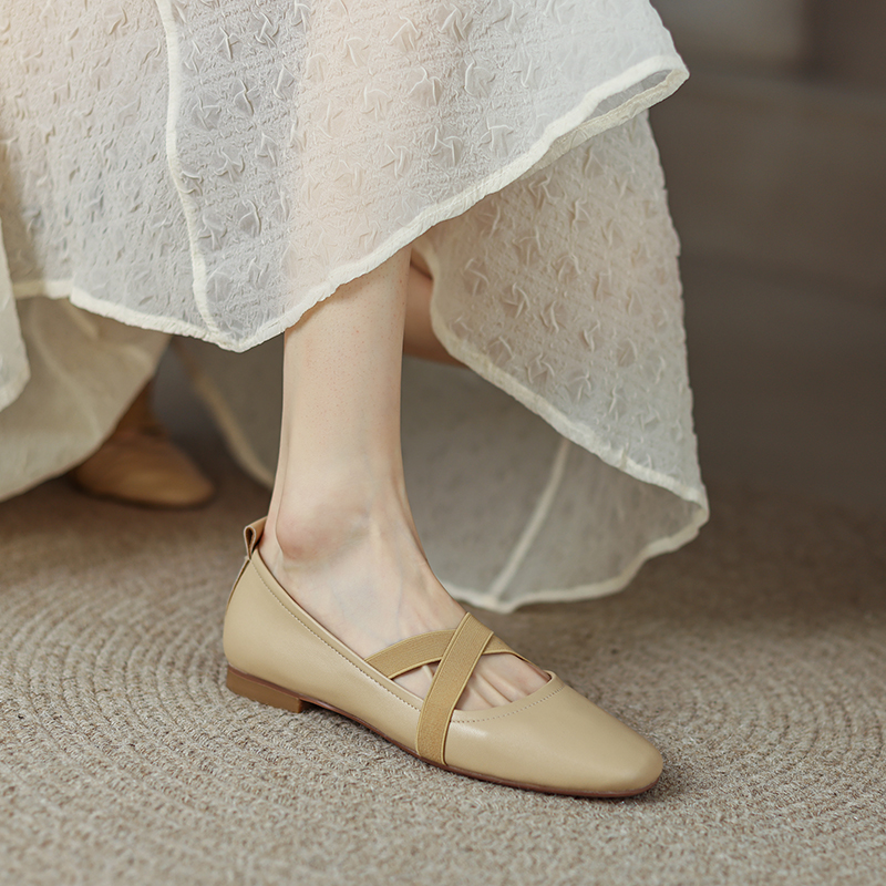 Gentle Ballet Cross-Strap Flat Casual Shoes in Genuine Leather for Pregnant Women & Grandmothers - Versatile Comfort Gentle Ballet Cross-Strap Flat Casual Shoes in Genuine Leather for Pregnant Women & Grandmothers - Versatile Comfort
