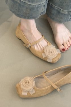 Gentle Fairy Style Sheepskin Square Toe Chunky Heel Mary Jane Shoes - French One-Strap Evening Flats for a Chic Look