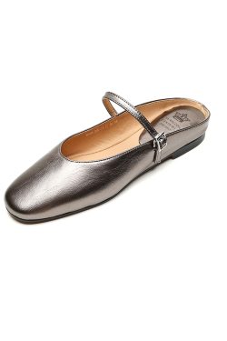 Genuine Leather Baotou Half Slippers Women’s Flat Sandals with One Strap - Soft Bottom Italian Style Footwear