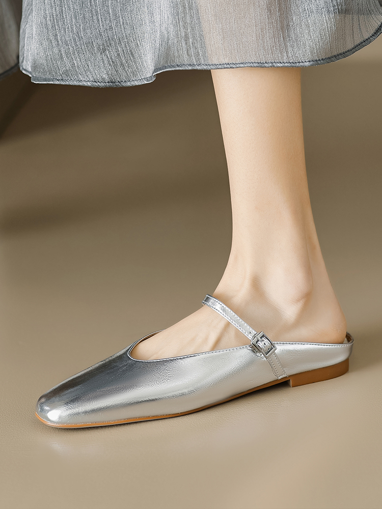 Genuine Leather Baotou Half Slippers Women’s Flat Sandals with One Strap - Soft Bottom Italian Style Footwear Genuine Leather Baotou Half Slippers Women’s Flat Sandals with One Strap - Soft Bottom Italian Style Footwear