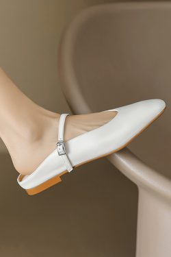 Genuine Leather Baotou Half Slippers Women’s Flat Sandals with One Strap - Soft Bottom Italian Style Footwear