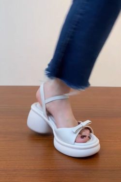 Genuine Leather Chunky Heel Open-Toe Sandals for Women, Thick Sole Roman Style Summer 2025, Sizes 41-43, Trendy Footwear