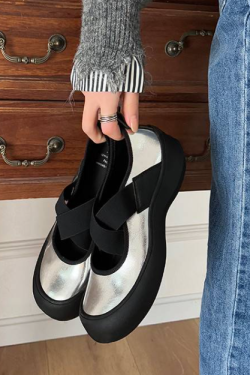 Genuine Leather Cross-Strap Ballet Flats for Women - Thick-Soled Versatile Slip-On Shoes for Everyday Style