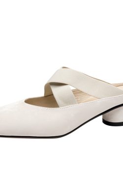 Genuine Leather Cross-Strap Open-Toe Mid-Heel Square-Toe Mules in Italian Style - Chic and Trendy Footwear for Modern Fashionistas