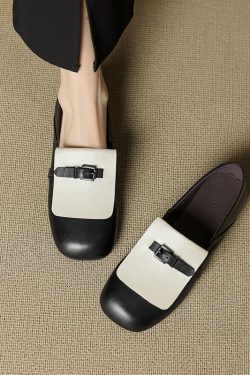 Genuine Leather Flat Loafers for Women, Retro Slip-On Small Flats, Comfortable Italian Style Footwear