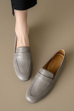 Genuine Leather Flat Loafers for Women – Versatile Soft-Soled Driving Shoes, Italian Style Grandma Shoes