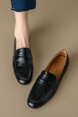 Genuine Leather Flat Loafers for Women – Versatile Soft-Soled Driving Shoes, Italian Style Grandma Shoes