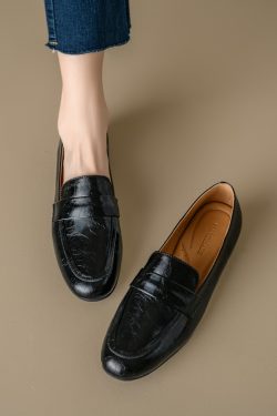 Genuine Leather Flat Loafers for Women – Versatile Soft-Soled Driving Shoes, Italian Style Grandma Shoes