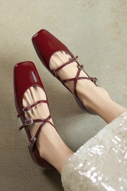 Genuine Leather French Artistic Mary Jane Shoes for Women - Low Heel, Square Toe, Shallow Mouth, College Style, Spring Fashion