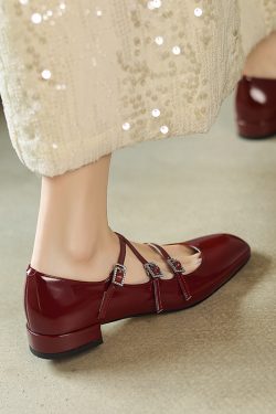 Genuine Leather French Artistic Mary Jane Shoes for Women - Low Heel, Square Toe, Shallow Mouth, College Style, Spring Fashion