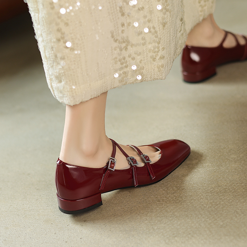 Genuine Leather French Artistic Mary Jane Shoes for Women - Low Heel, Square Toe, Shallow Mouth, College Style, Spring Fashion Genuine Leather French Artistic Mary Jane Shoes for Women - Low Heel, Square Toe, Shallow Mouth, College Style, Spring Fashion