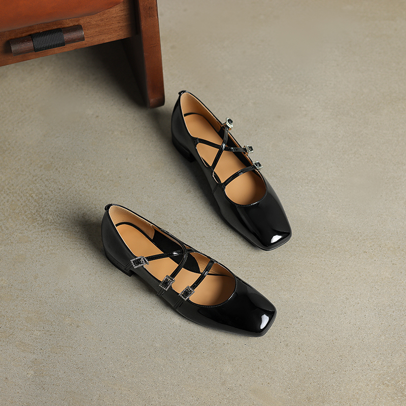 Genuine Leather French Artistic Mary Jane Shoes for Women - Low Heel, Square Toe, Shallow Mouth, College Style, Spring Fashion Genuine Leather French Artistic Mary Jane Shoes for Women - Low Heel, Square Toe, Shallow Mouth, College Style, Spring Fashion