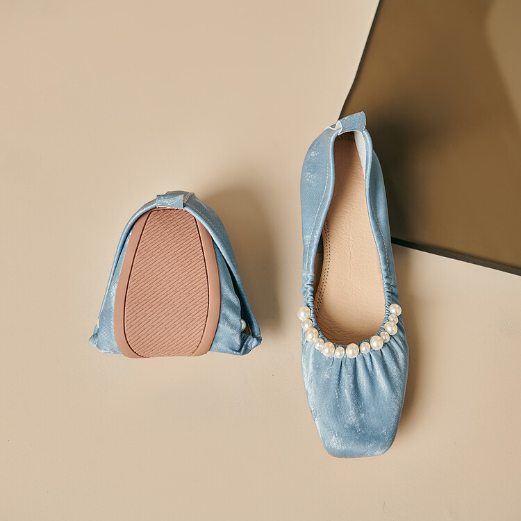 Genuine Leather French-Style Pearl Shallow Mouth Flat Shoes for Women - Italian Corso Venezia Pleated Grandma Shoes Genuine Leather French-Style Pearl Shallow Mouth Flat Shoes for Women - Italian Corso Venezia Pleated Grandma Shoes