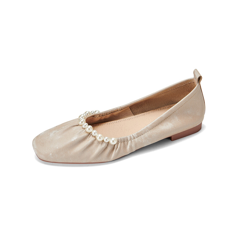 Genuine Leather French-Style Pearl Shallow Mouth Flat Shoes for Women - Italian Corso Venezia Pleated Grandma Shoes Genuine Leather French-Style Pearl Shallow Mouth Flat Shoes for Women - Italian Corso Venezia Pleated Grandma Shoes